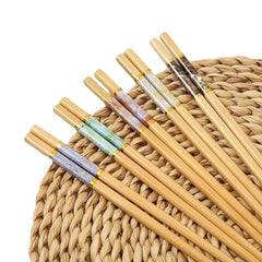 5 Pairs Bamboo Crackle Print Chopsticks Chinese Food Chopsticks