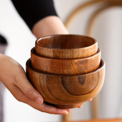 1pc Acid Jujube Wood Bowl Anti-scalding Anti-fall Retro Camping Tableware