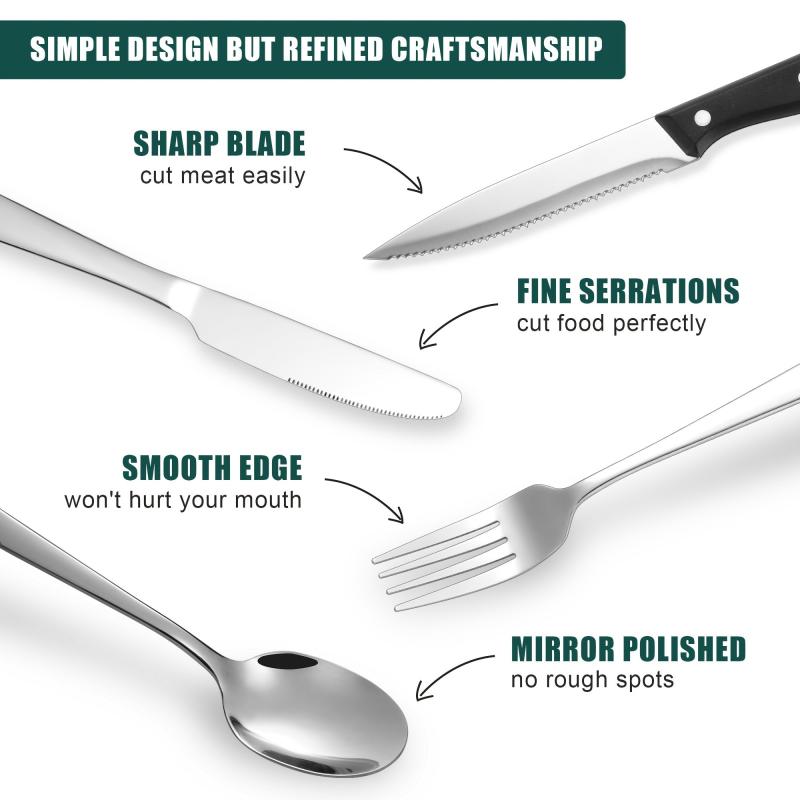 6pc Silverware Set Stainless Steel Flatware Cutlery Mirror Polished Utensils