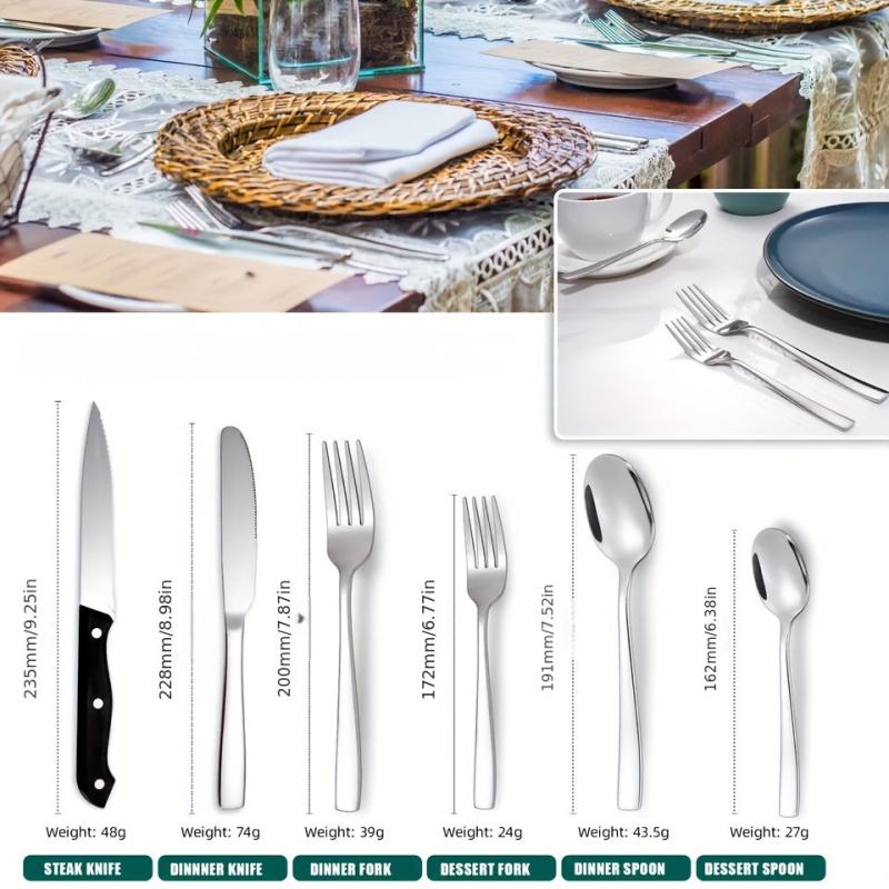 6pc Silverware Set Stainless Steel Flatware Cutlery Mirror Polished Utensils