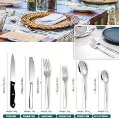 6pc Silverware Set Stainless Steel Flatware Cutlery Mirror Polished Utensils