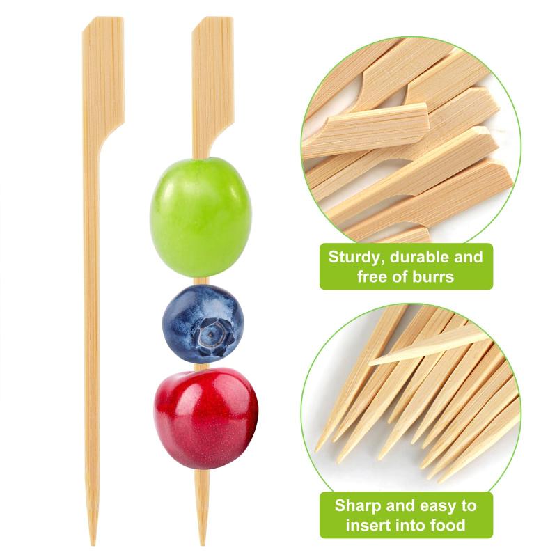 100pcs Bamboo Cocktail Picks Party Toothpicks Bamboo Skewers for Appetizers