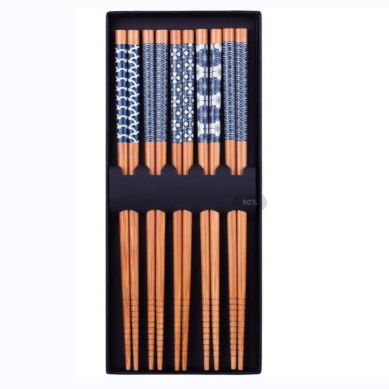 5 Pairs Lightweight Bamboo Chopsticks Reusable Japanese Style Ramen Set