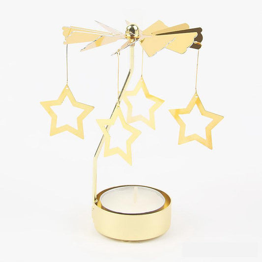 Golden Carousel Candle Spinner Tea Light Holder Christmas Party Decor