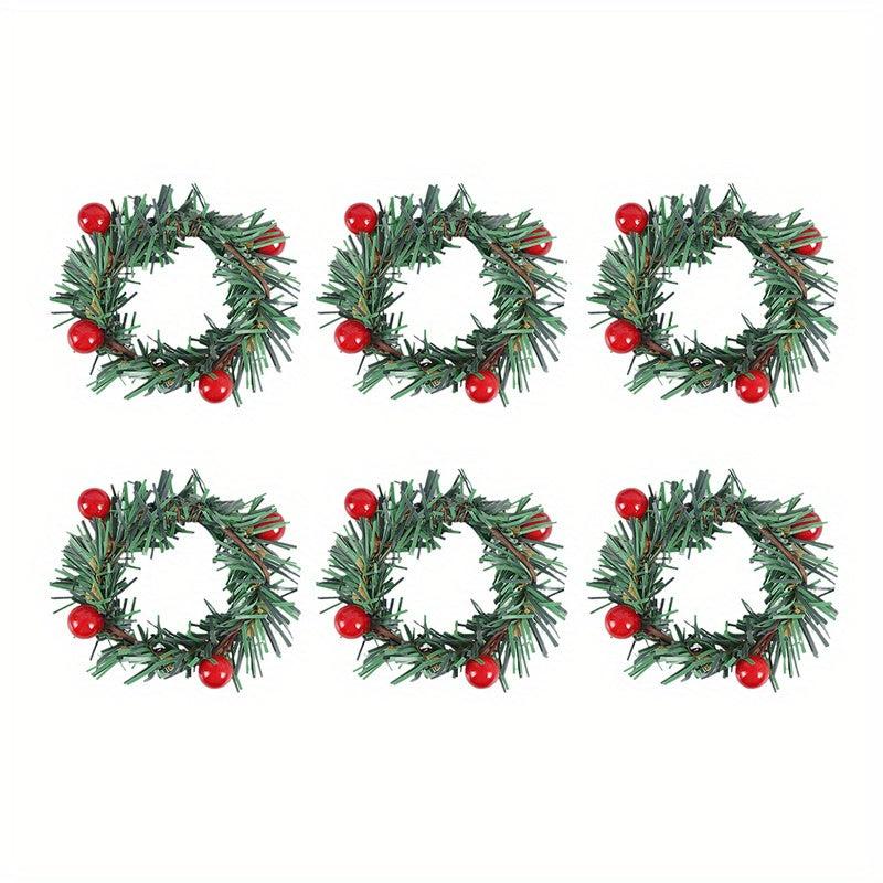 Plastic Napkin Ring Christmas Red Fruit Pine Needle Wreath Napkin Buckle