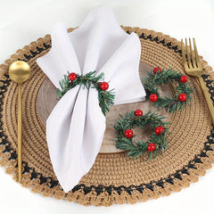 Plastic Napkin Ring Christmas Red Fruit Pine Needle Wreath Napkin Buckle