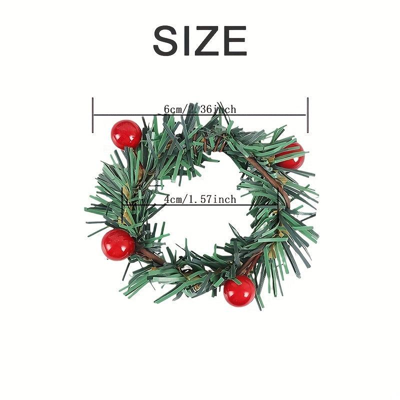 Plastic Napkin Ring Christmas Red Fruit Pine Needle Wreath Napkin Buckle