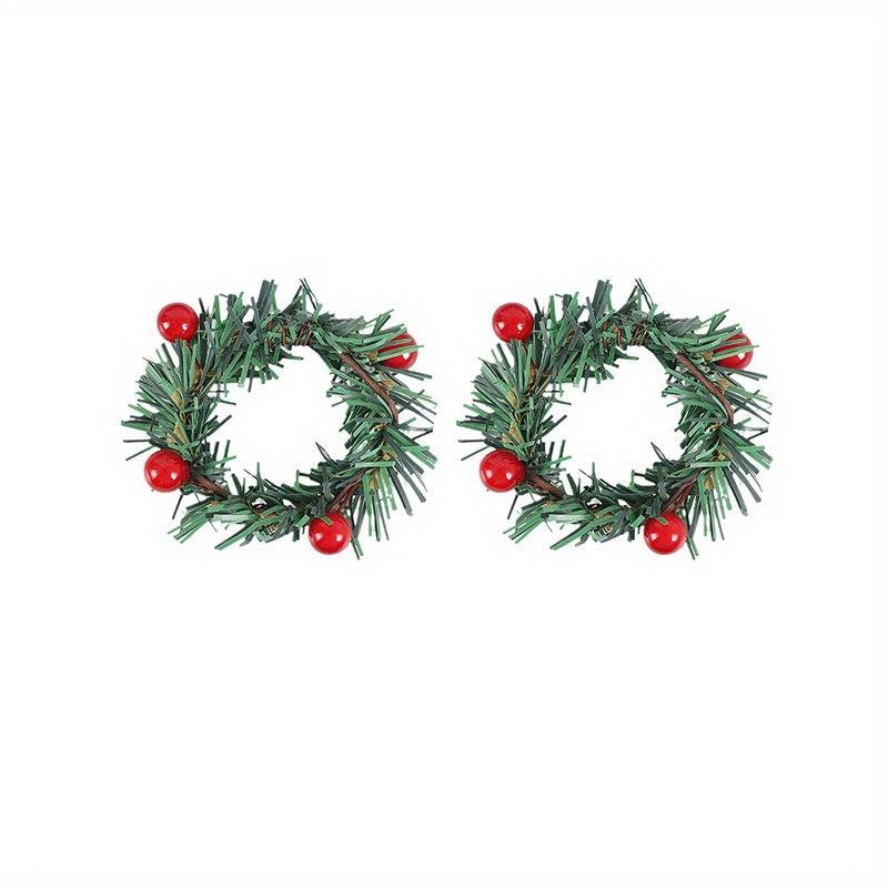 Plastic Napkin Ring Christmas Red Fruit Pine Needle Wreath Napkin Buckle