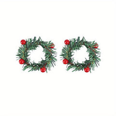 Plastic Napkin Ring Christmas Red Fruit Pine Needle Wreath Napkin Buckle