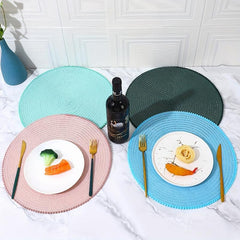 6pcs Cotton Placemat Round Yarn Fur Ball Lace Table Mat