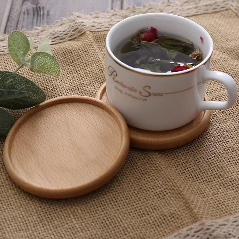 2pcs Wooden Coaster Set for Tea & Coffee, Heat Insulation Mats
