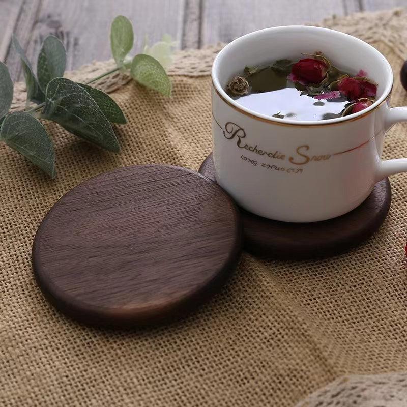 2pcs Wooden Coaster Set for Tea & Coffee, Heat Insulation Mats