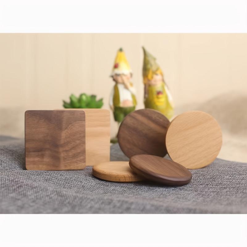 2pcs Wooden Coaster Set for Tea & Coffee, Heat Insulation Mats