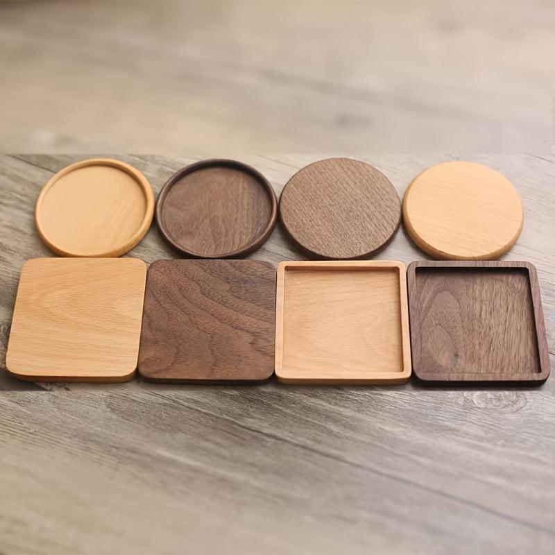 2pcs Wooden Coaster Set for Tea & Coffee, Heat Insulation Mats