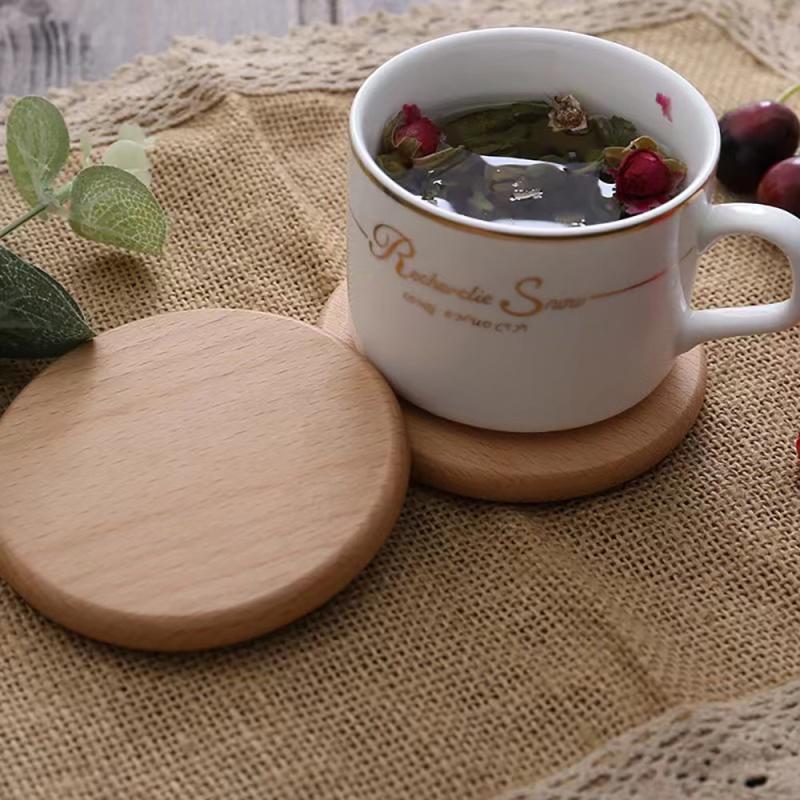 2pcs Wooden Coaster Set for Tea & Coffee, Heat Insulation Mats