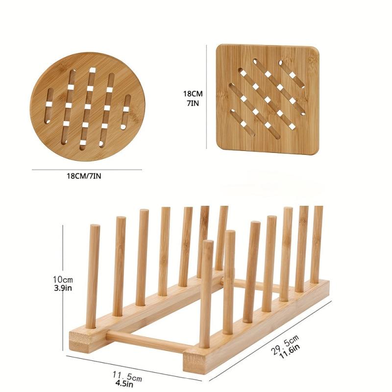 Bamboo Trivet Mat Heat Insulating Hot Pads Kitchen