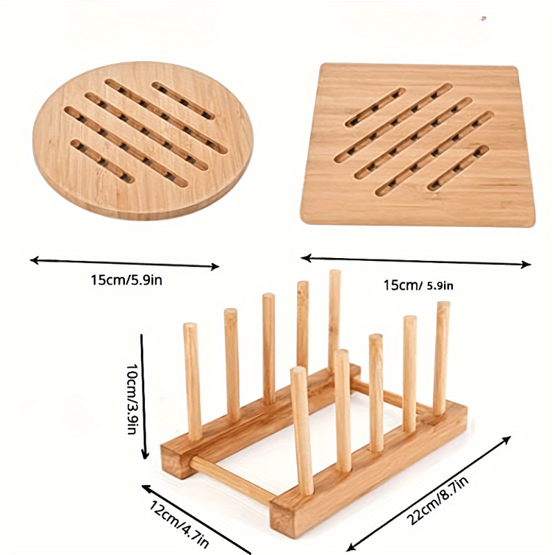 Bamboo Trivet Mat Heat Insulating Hot Pads Kitchen