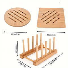 Bamboo Trivet Mat Heat Insulating Hot Pads Kitchen