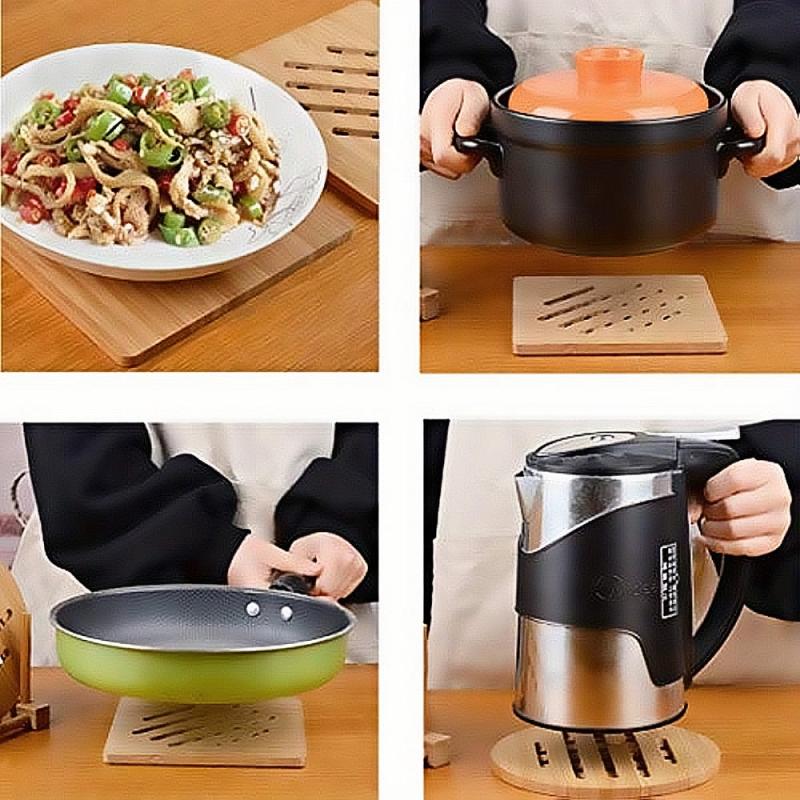 Bamboo Trivet Mat Heat Insulating Hot Pads Kitchen
