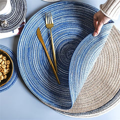 Round Braided Placemat Heat Resistant Table Mat Washable Home Decor