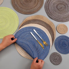 Round Braided Placemat Heat Resistant Table Mat Washable Home Decor