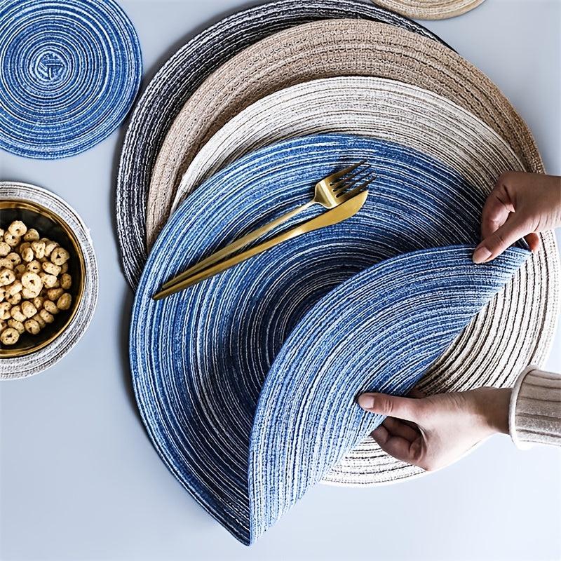 Round Braided Placemat Heat Resistant Table Mat Washable Home Decor