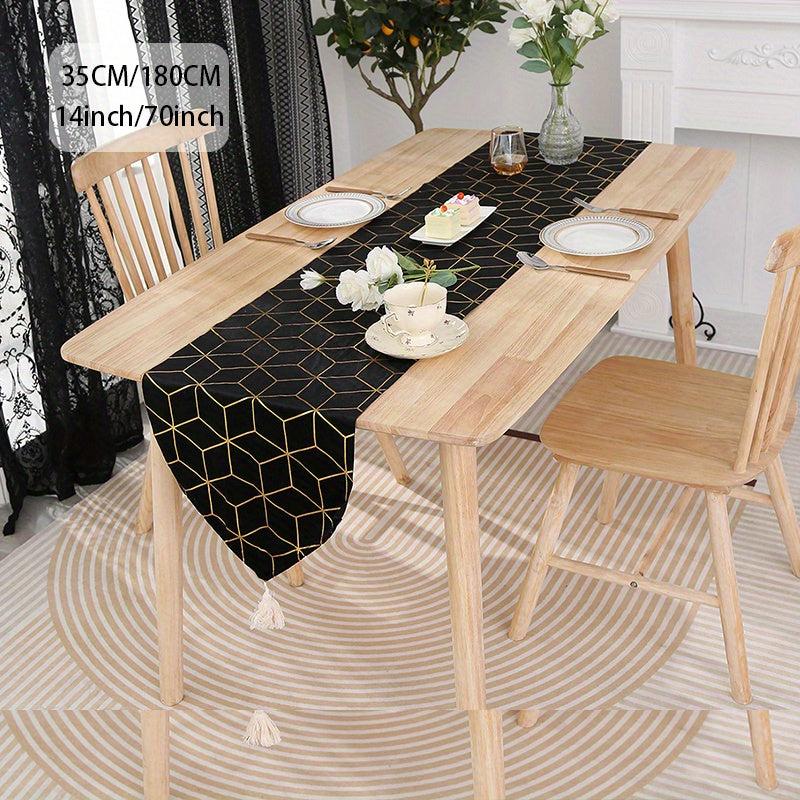Gilded Table Runner Tassel Fabric TV Bedside Cabinet Sideboard Vase Lamp Cloth