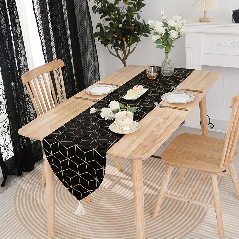 Gilded Table Runner Tassel Fabric TV Bedside Cabinet Sideboard Vase Lamp Cloth