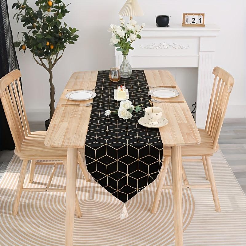 Gilded Table Runner Tassel Fabric TV Bedside Cabinet Sideboard Vase Lamp Cloth