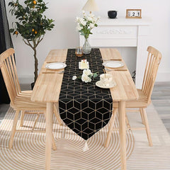 Gilded Table Runner Tassel Fabric TV Bedside Cabinet Sideboard Vase Lamp Cloth