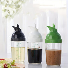 Leak Proof Salad Dressing Shaker Glass Jar Lid Essential Kitchen