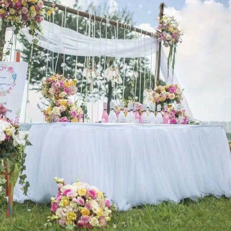 Table Skirt For Rectangle/Round Tables Ruffle Table Cloth for Party Wedding