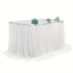 Table Skirt For Rectangle/Round Tables Ruffle Table Cloth for Party Wedding