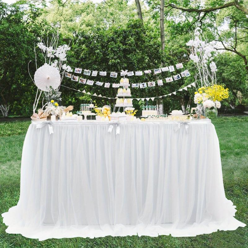 Table Skirt For Rectangle/Round Tables Ruffle Table Cloth for Party Wedding
