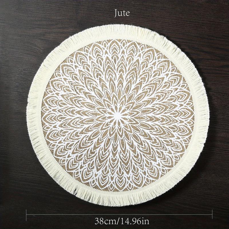 Boho Jute Placemat Tassel Waterproof Dustproof Anti Scalding