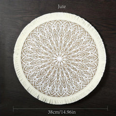 Boho Jute Placemat Tassel Waterproof Dustproof Anti Scalding