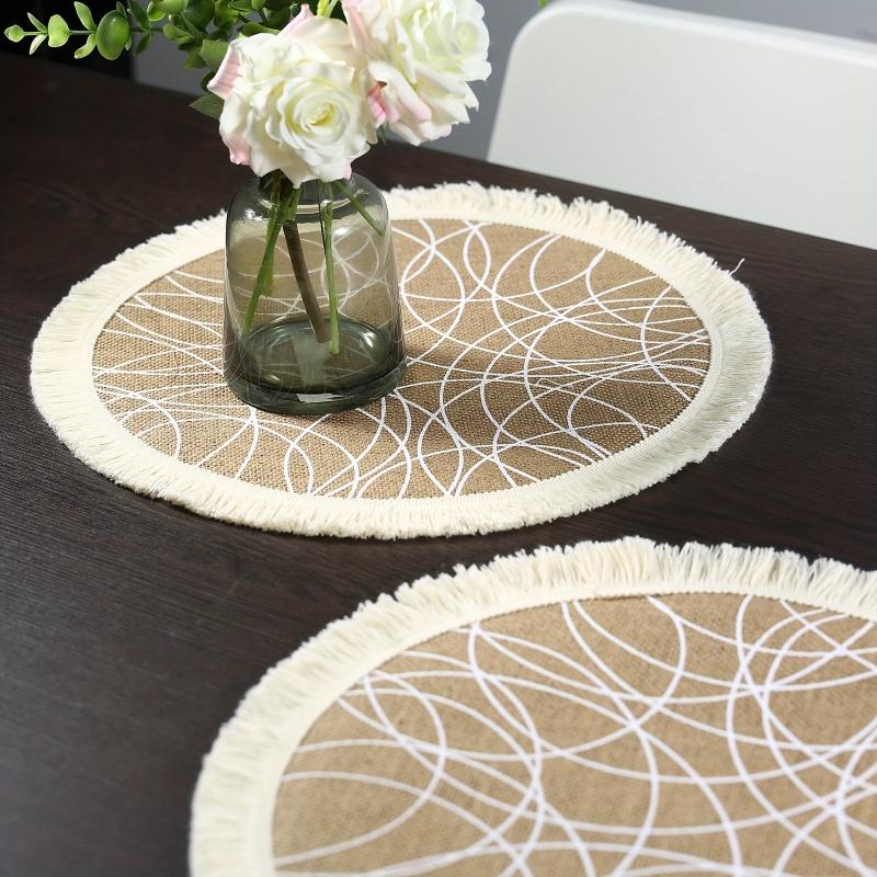 Boho Jute Placemat Tassel Waterproof Dustproof Anti Scalding