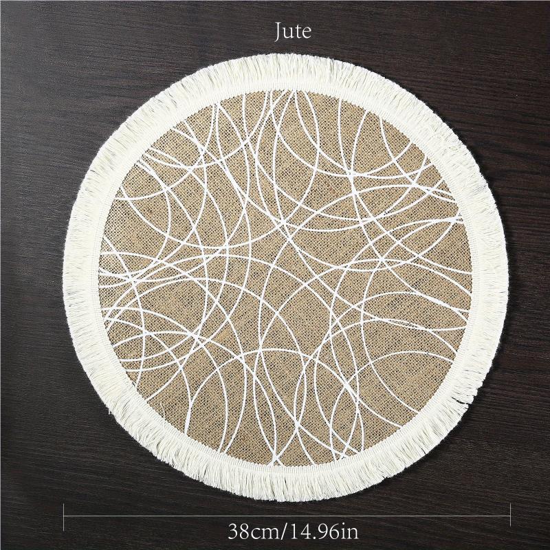 Boho Jute Placemat Tassel Waterproof Dustproof Anti Scalding