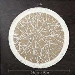 Boho Jute Placemat Tassel Waterproof Dustproof Anti Scalding