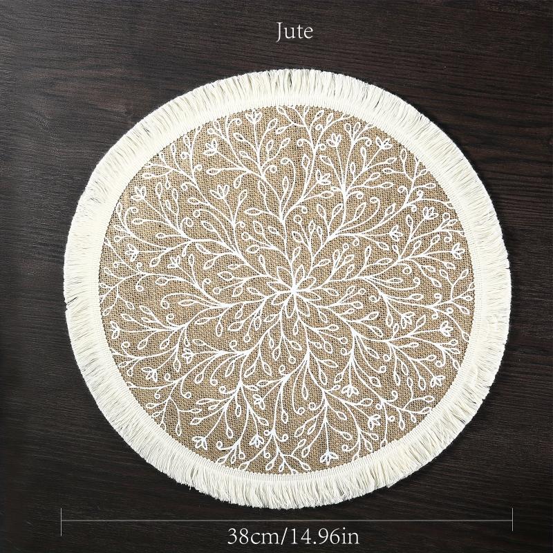 Boho Jute Placemat Tassel Waterproof Dustproof Anti Scalding