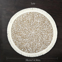 Boho Jute Placemat Tassel Waterproof Dustproof Anti Scalding