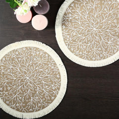 Boho Jute Placemat Tassel Waterproof Dustproof Anti Scalding