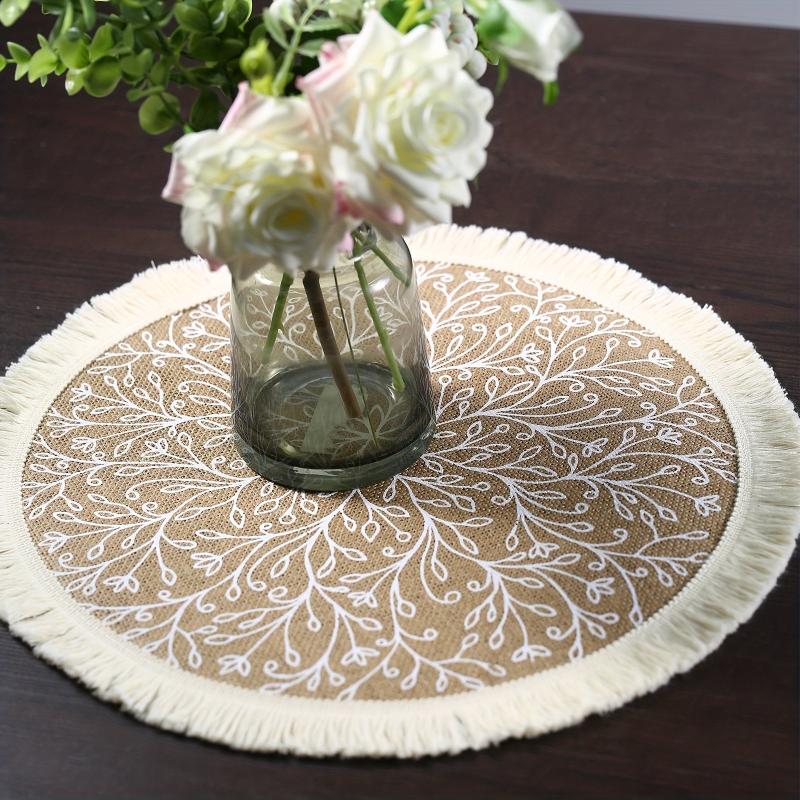 Boho Jute Placemat Tassel Waterproof Dustproof Anti Scalding