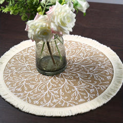 Boho Jute Placemat Tassel Waterproof Dustproof Anti Scalding
