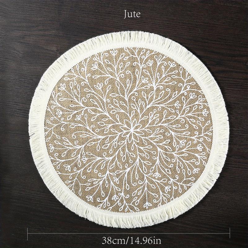 Boho Jute Placemat Tassel Waterproof Dustproof Anti Scalding