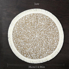 Boho Jute Placemat Tassel Waterproof Dustproof Anti Scalding