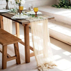 Boho Cheesecloth Table Runner for Wedding Bridal Baby Shower Ho