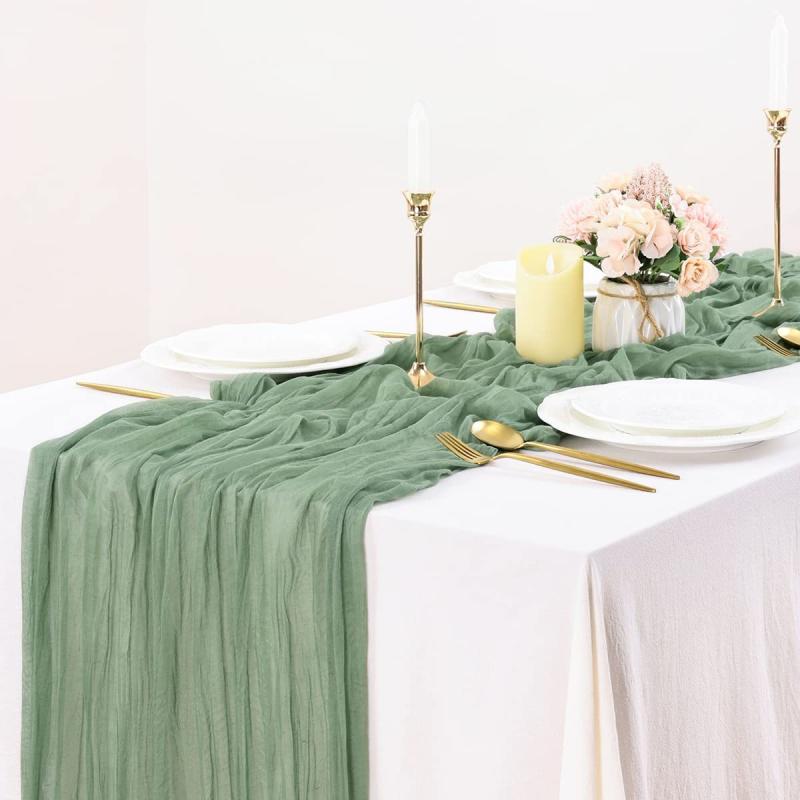 Boho Cheesecloth Table Runner for Wedding Bridal Baby Shower Ho