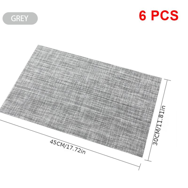 6pcs Vinyl Placemats for Dining Washable Stain Resistant Mats