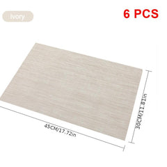 6pcs Vinyl Placemats for Dining Washable Stain Resistant Mats